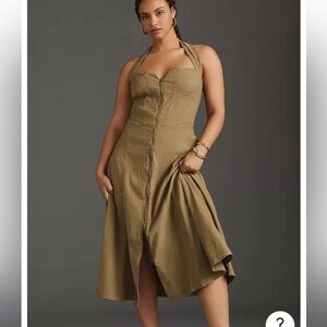 NWOT by Anthropologie green zips front dress